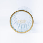 Wide-Mouth Clear Glass Textured Vase with Gold Trim - 29*10cm Lash Extension Accessories