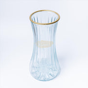 Wide-Mouth Clear Glass Textured Vase with Gold Trim - 29*10cm Lash Extension Accessories
