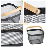 Wire Mesh Steel Basket with Handle | Small | Black | 25*25*18 cm Basket