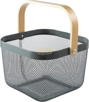 Wire Mesh Steel Basket with Handle | Small | Grey | 25*25*18 cm Basket