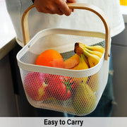 Wire Mesh Steel Basket with Handle | Small | White | 25*25*18 cm Basket