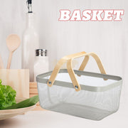 Wire Mesh Steel Basket with Handles | Big | Grey | 47*25*18 cm Basket