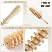 Wood Massage Rollers with anti-slip Handle | 9 Wheels Massage Rollers