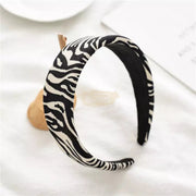 Zebra Stripes Suede Wide Headband Black/White Hair Accessories