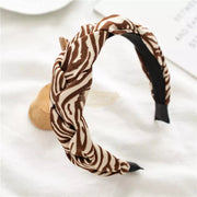 Zebra Stripes Suede Wide Headband Brown/White Cross Knot Hair Accessories