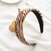 Zebra Stripes Suede Wide Headband Brown/White Hair Accessories