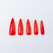 Color Nail Tips | Full Cover | Stiletto | 12 Red (100 pcs/box)