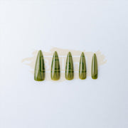 Color Nail Tips | Full Cover | Stiletto | 16 Moss Green (100 pcs/box)