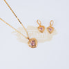 Fashion Jewelry Set Earrings + Pendant Heart Shaped with Pink Stone 10