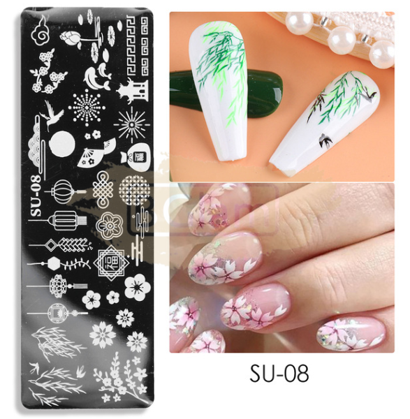 10Pcs Nail Stamp Plate Kit 6Pcs Nail Art Templates 2 Stamper 2 Scraper  Animal Flower Leaf