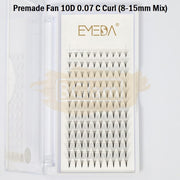 EMEDA Eyelash Extension | Premade Fans 120 | 10D | 0.07 C Curl | Mixed 9-15mm