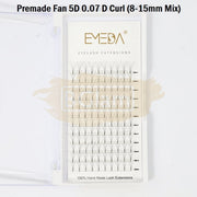 EMEDA Eyelash Extension | Premade Fans 120 | 5D | 0.07 C Curl | Mixed 9-15mm