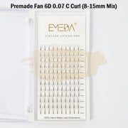 EMEDA Eyelash Extension | Premade Fans 120 | 6D | 0.07 C Curl | Mixed 9-15mm