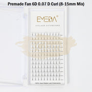 EMEDA Eyelash Extension | Premade Fans 120 | 6D | 0.07 D Curl | Mixed 9-15mm