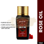 Inatur Essential Oil - Rose - Purifies Blood, cures muscle pulls, tones & improves skin texture