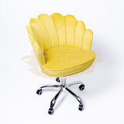 Modern Leisure Velvet Shell Height Adjustable Swivel Office Desk Chair on Wheels - Yellow