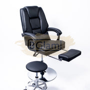 Hydraulic Recliner Chair with footrest & stool - Black