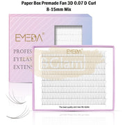 EMEDA Eyelash Extension | Premade Fans 180 | 3D | 0.07 D Curl | Mixed 9-14mm