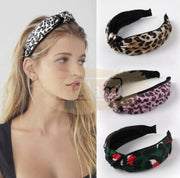 Fashion Leopard Print Twist Knotted Wide Headband