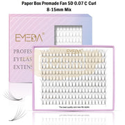 EMEDA Eyelash Extension | Premade Fans 180 | 5D | 0.07 C Curl | Mixed 9-14mm