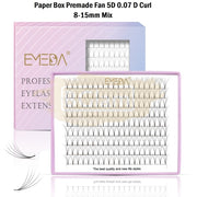 EMEDA Eyelash Extension | Premade Fans 180 | 5D | 0.07 D Curl | Mixed 9-14mm