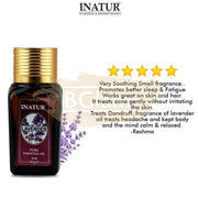 Inatur Essential Oil - Pure Lavender - Face Care, Relaxation & Clam Sleep, Dandruff Relief