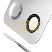 Professional Stainless Steel Cosmetic Palette with Spatula - 3 Wells