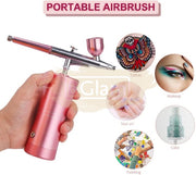 Multi-Purpose Rechargeable Handheld Single Action Airbrush Set - Red