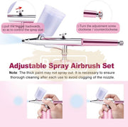 Multi-Purpose Rechargeable Handheld Single Action Airbrush Set - Pink