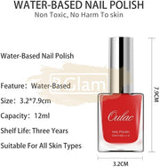 Oulac Water Based Nail Polish Quick-Dry & Easy Peel Off (Low Odor & Vegan)