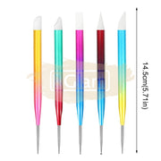 Double Sided Nail Art Tool Set Silicone & Dotting Tool - Rainbow