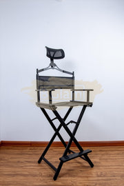 Professional Makeup Artist Director's Chair with Headrest - Black