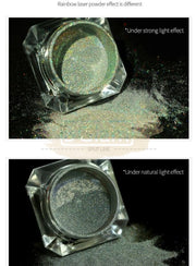 Nail Powder Laser Chrome Aurora Mirror Nail Powder w sponge eyeshadow applicator