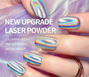 Nail Powder Laser Chrome Aurora Mirror Nail Powder w sponge eyeshadow applicator