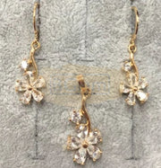 Fashion Jewelry Set Earrings + Pendant with White Stones Flower Shaped 7