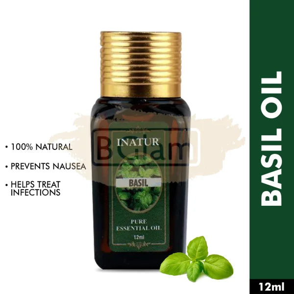 Inatur Essential Oil Basil Prevents Nausea helps treat infections