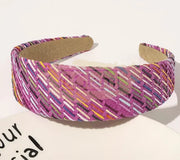Colorful Mixed Color Woven Straw Raffia Braided Wide Headband