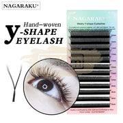 NAGARAKU Faux Mink Eyelash Extensions - Meshy Y-Shape Eyelash 0.05 Mixed Length 8-15mm