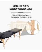 Portable Massage Spa Bed | Wood | 2 Zones | Black
