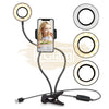 Professional Live Stream USB LED Ring Light with clip-on & Cell Phone Holder - Black