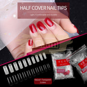 Half Cover Squoval Nail Tips Natural 500 Tips