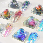 Crystal Fire Opal Flakes Nail Sequins with brush QT0456
