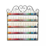 5-Tier Wall-Mounted Nail Polish Display Rack with Heart Top - Black (rack Only)