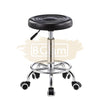 Adjustable Stool on wheels with footrest - Round - Black