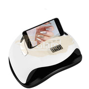 Blueque V9 UV LED Nail Lamp 168W with phone holder White (mobile phone not included)