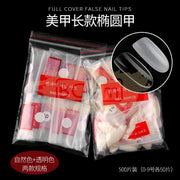 Full Cover Round Nail Tips Clear 500 Tips
