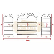 5-Tier Wall-Mounted Nail Polish Display Rack with Heart Top & 2 Sides - Black (rack Only)