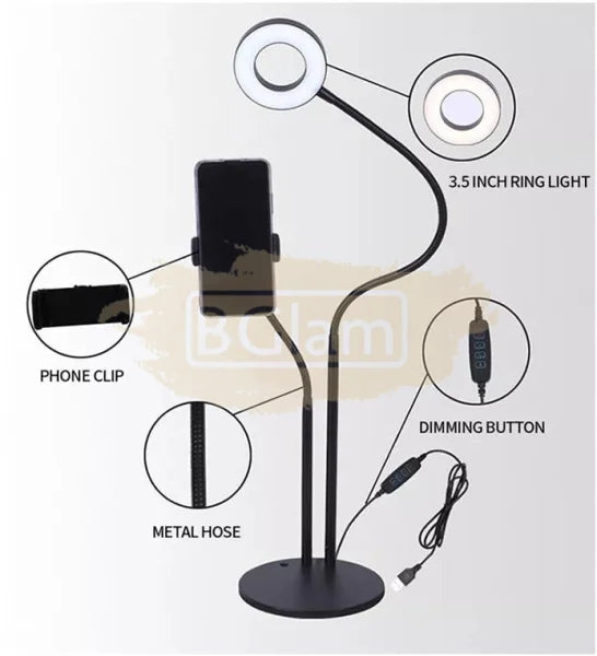 Professional Live Stream USB LED Ring Light with clip-on & Cell Phone –  BGlam Mauritius
