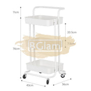 3-Tier Metal Storage Organizer Rolling Cart with handle - Green
