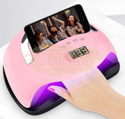 Blueque V9 UV LED Nail Lamp 168W with phone holder White (mobile phone not included)